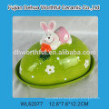 Cutely frasco de almacenamiento de cerámica con estatuilla de conejo